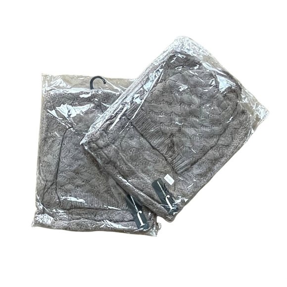 WOMENS BEIGE/COFFEE LIGHT WEIGHT KNITTED BEANIE & INFINITY SCARF SET - SZ: OS - Picture 4 of 4